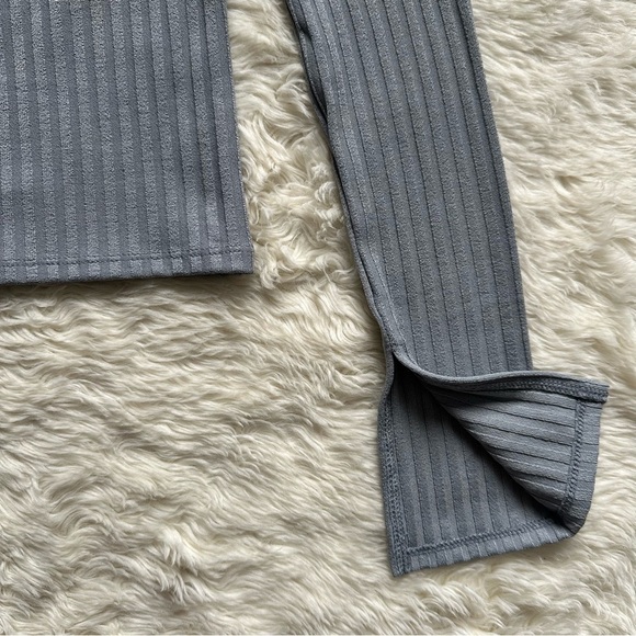 Madewell Top Ribbed Square-Neck Long-Sleeve Tee Craft Blue XS NWT New - Picture 7 of 12